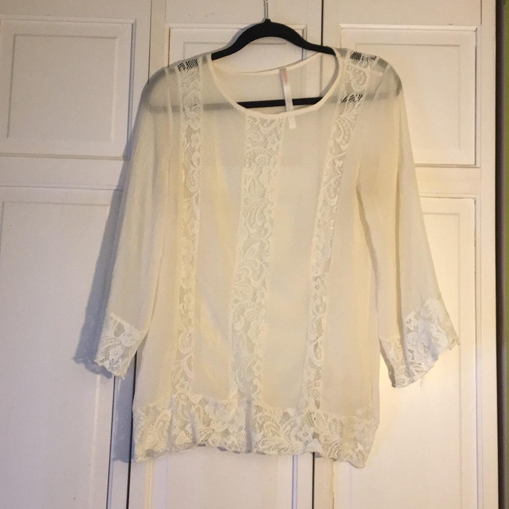 Renee C. Sheer Off-White Top